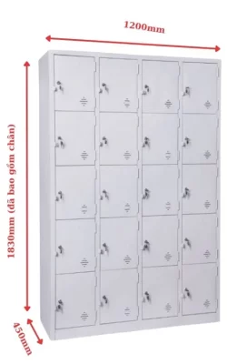 Mẫu tủ locker 20 ngăn thiết kế hiện đại và chắc chắn dành cho văn phòng.